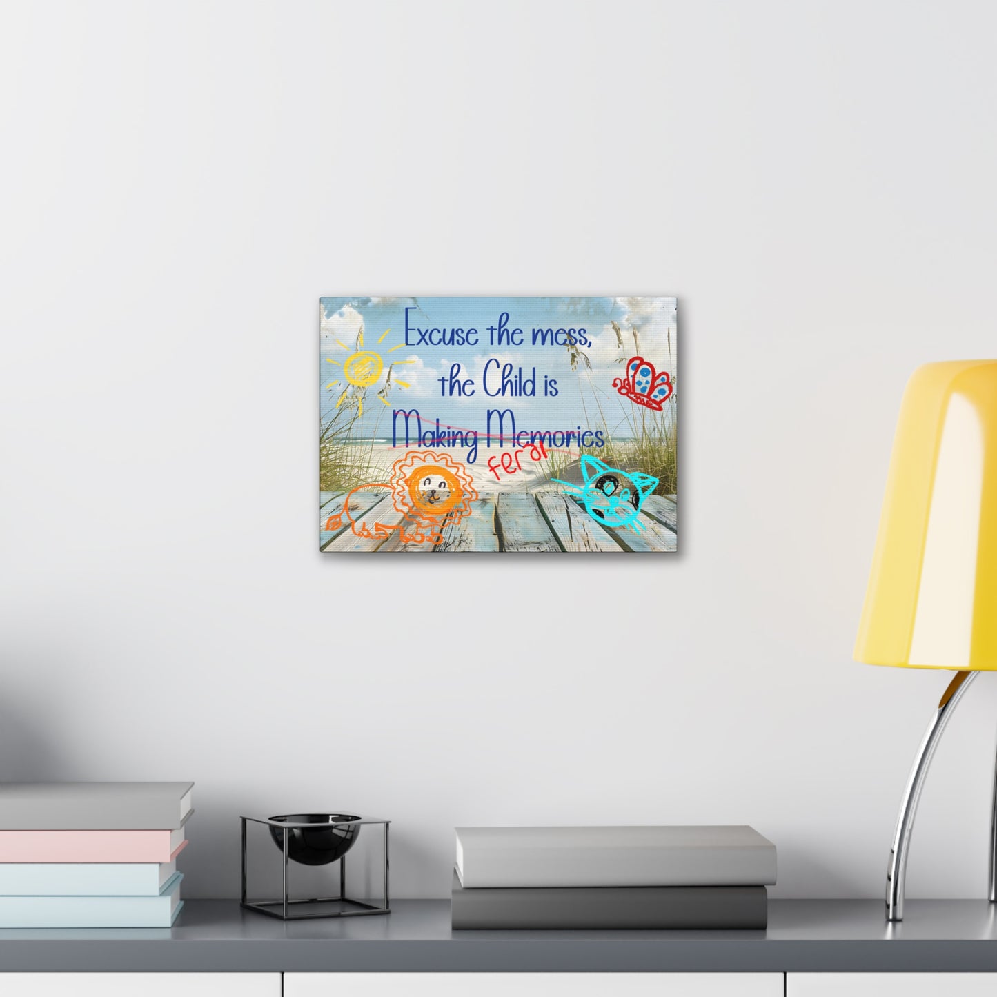 Canvas Art - Excuse the Mess, the Child is Making Memories with Animals 01