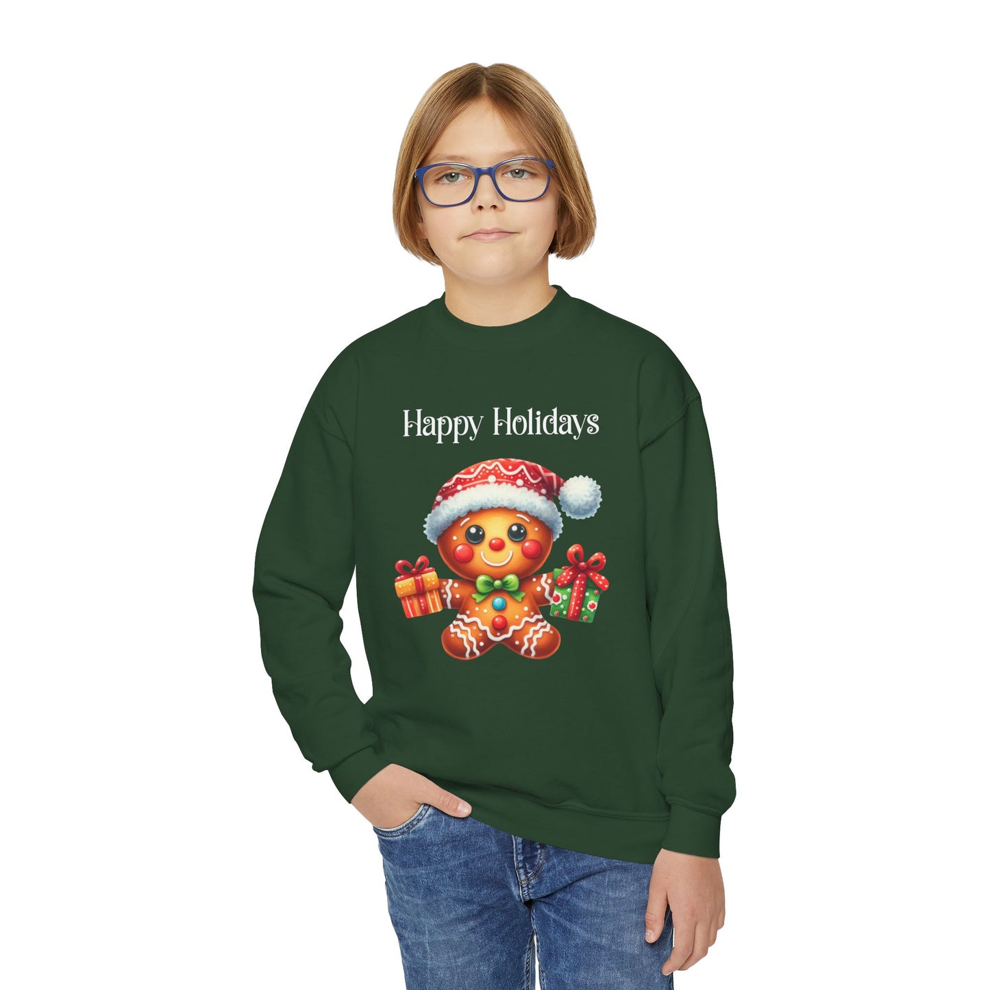 Child Sweatshirt - Christmas - Gingerbread - Happy Holidays (01a)