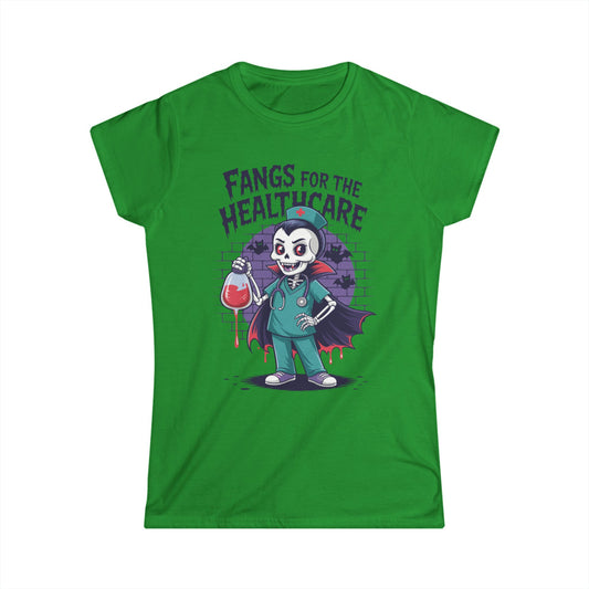Female T-Shirt - Medical / Halloween - Fangs for the Healthcare (01a)