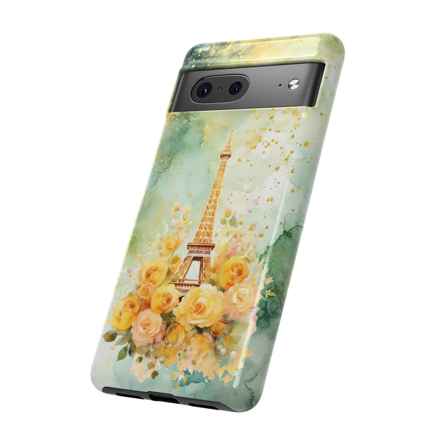 Tough Cell Phone Case - Paris - Eiffel Tower with Yellow Roses (1)