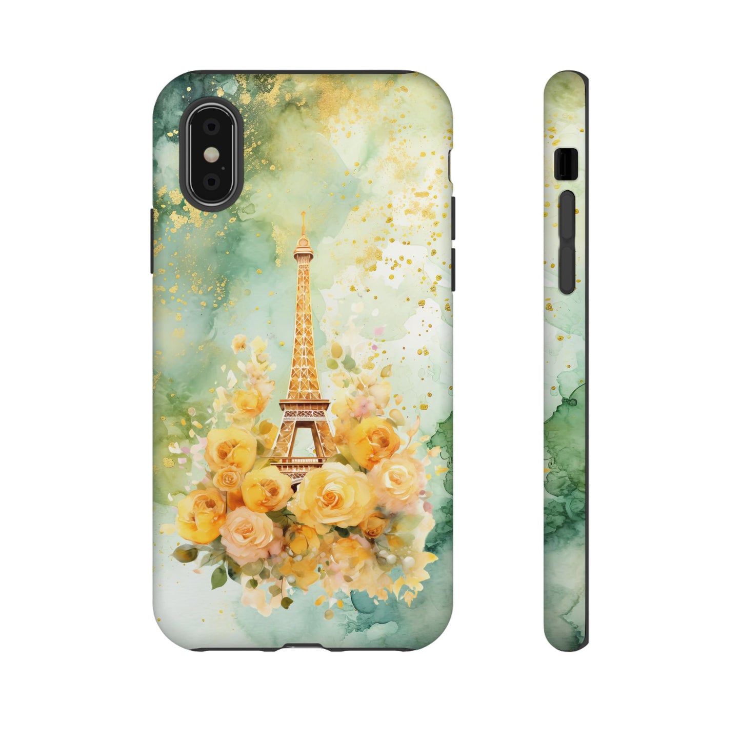 Tough Cell Phone Case - Paris - Eiffel Tower with Yellow Roses (1)