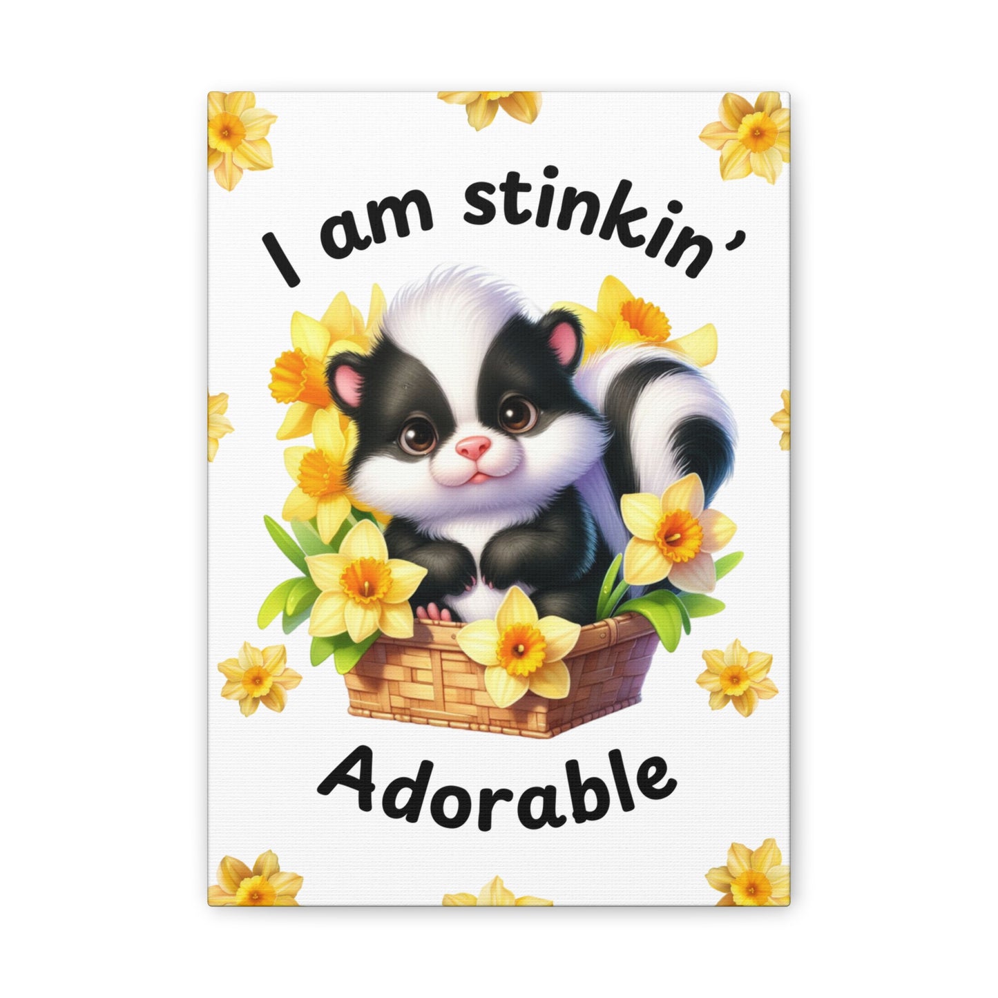 Nursery Canvas - Stinkin' Adorable with Skunk (1-b)