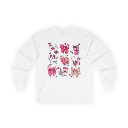 Long Sleeve Tee - Nurse - Valentine's