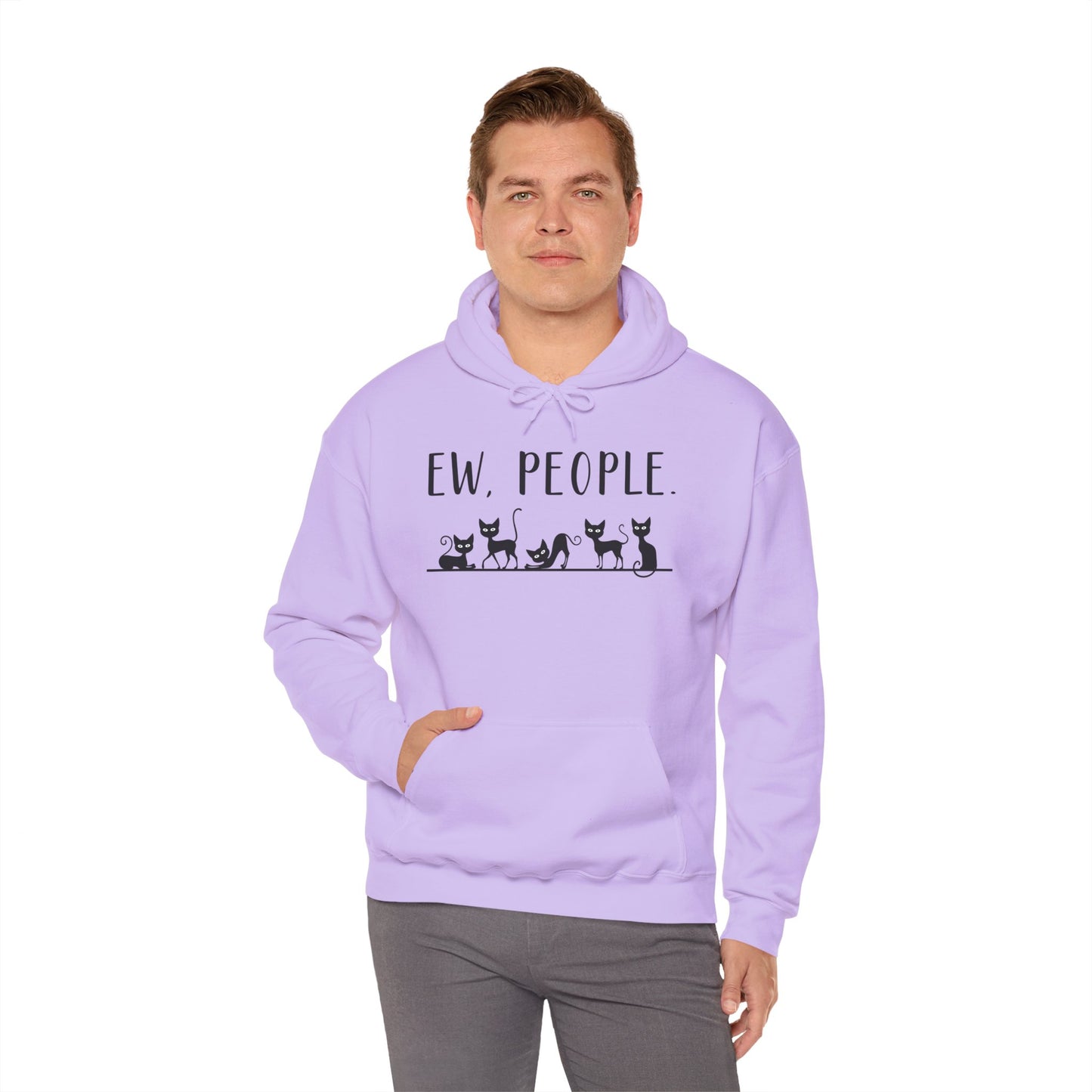 Heavy Blend Hoodie - Animal Lover - Ew People with Black Cats (01)
