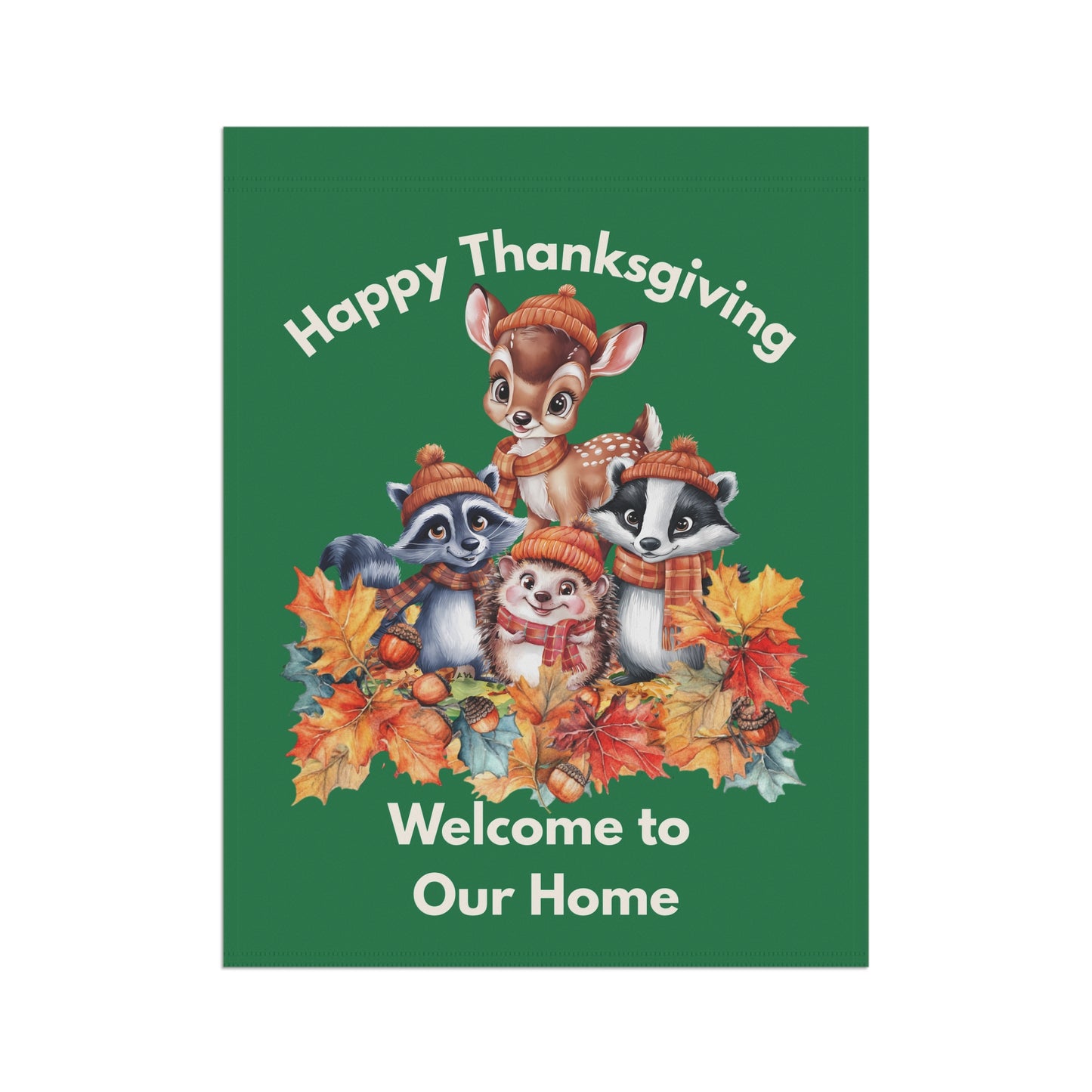 Garden Flag - Thanksgiving -  Autumn Animals (01a)