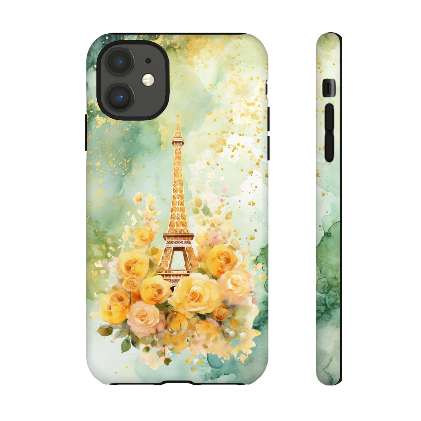 Tough Cell Phone Case - Paris - Eiffel Tower with Yellow Roses (1)