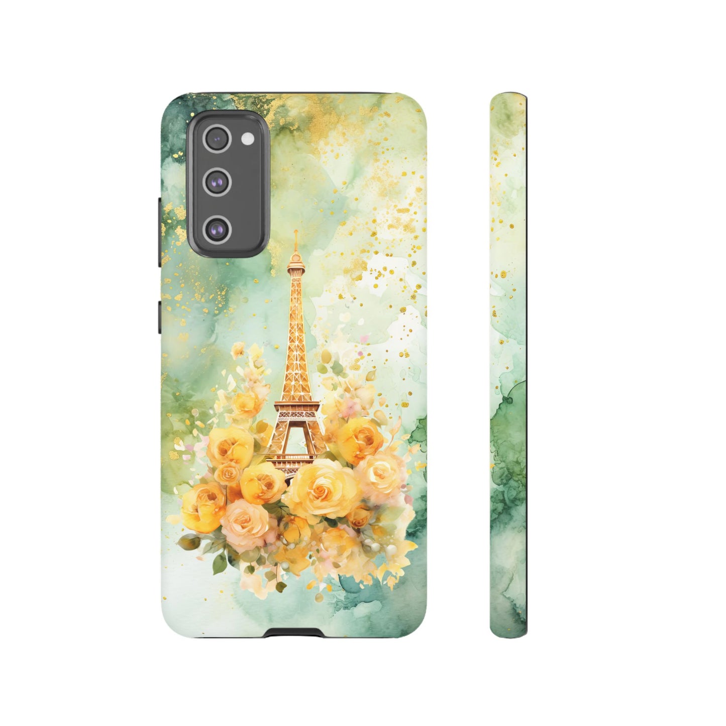 Tough Cell Phone Case - Paris - Eiffel Tower with Yellow Roses (1)