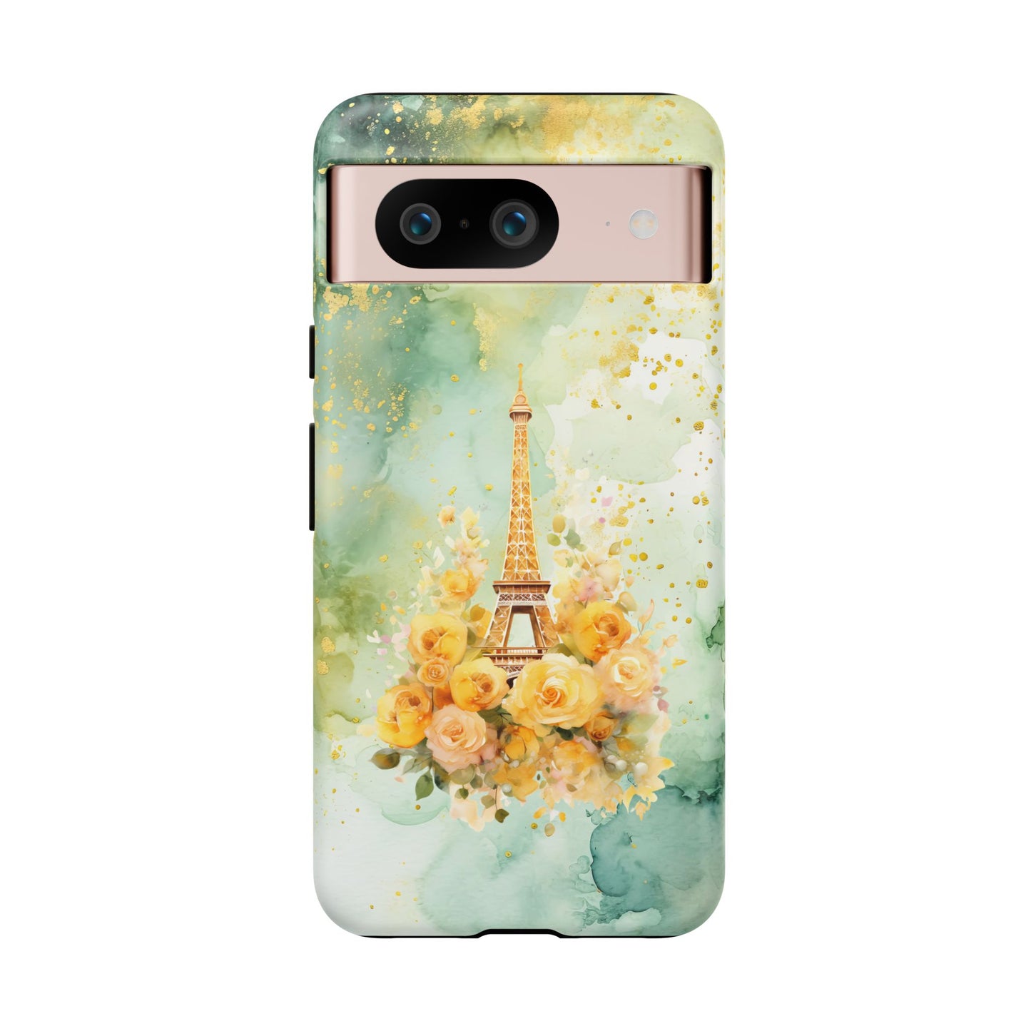 Tough Cell Phone Case - Paris - Eiffel Tower with Yellow Roses (1)