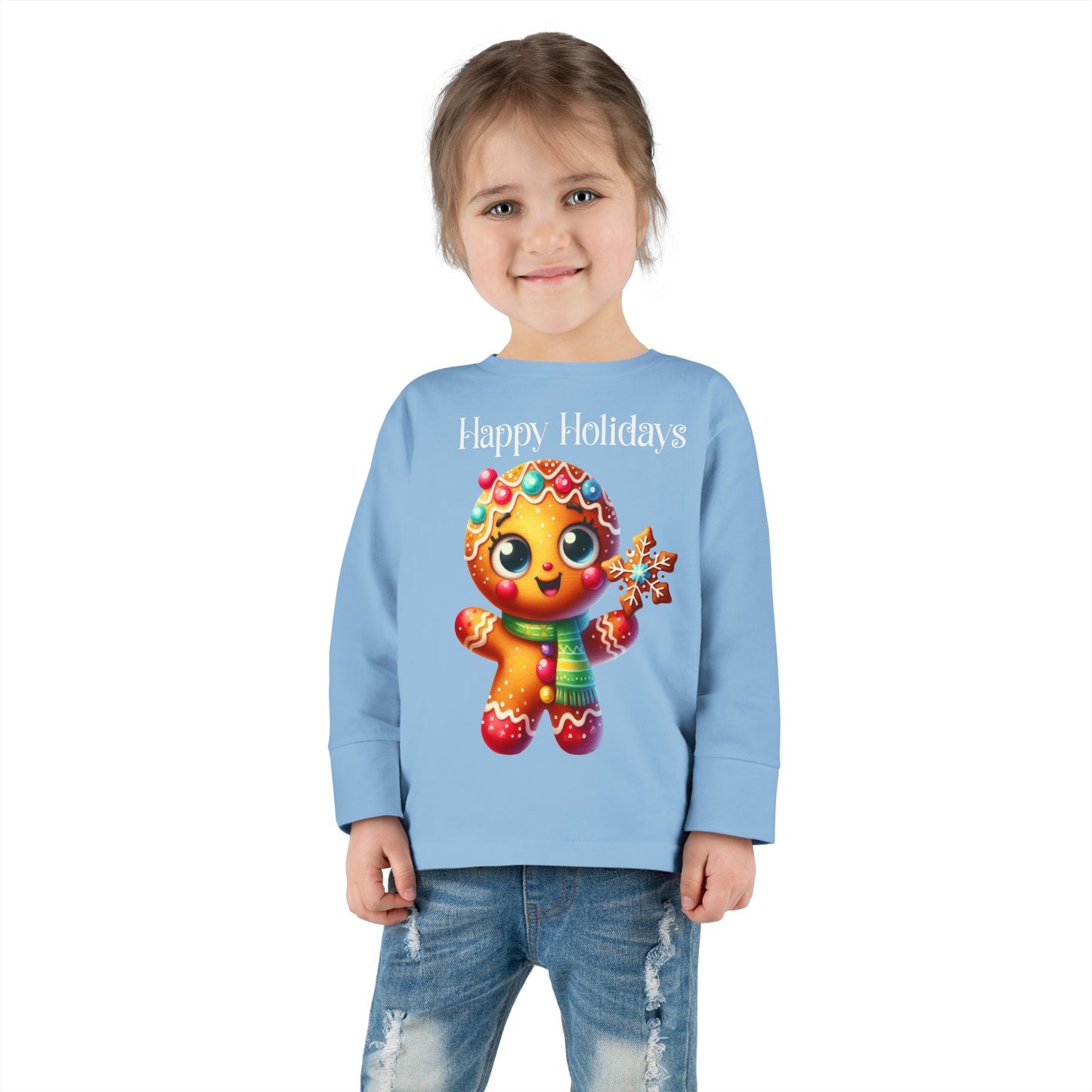 Toddler LS Tee - Christmas - Gingerbread - Happy Holidays (03a)