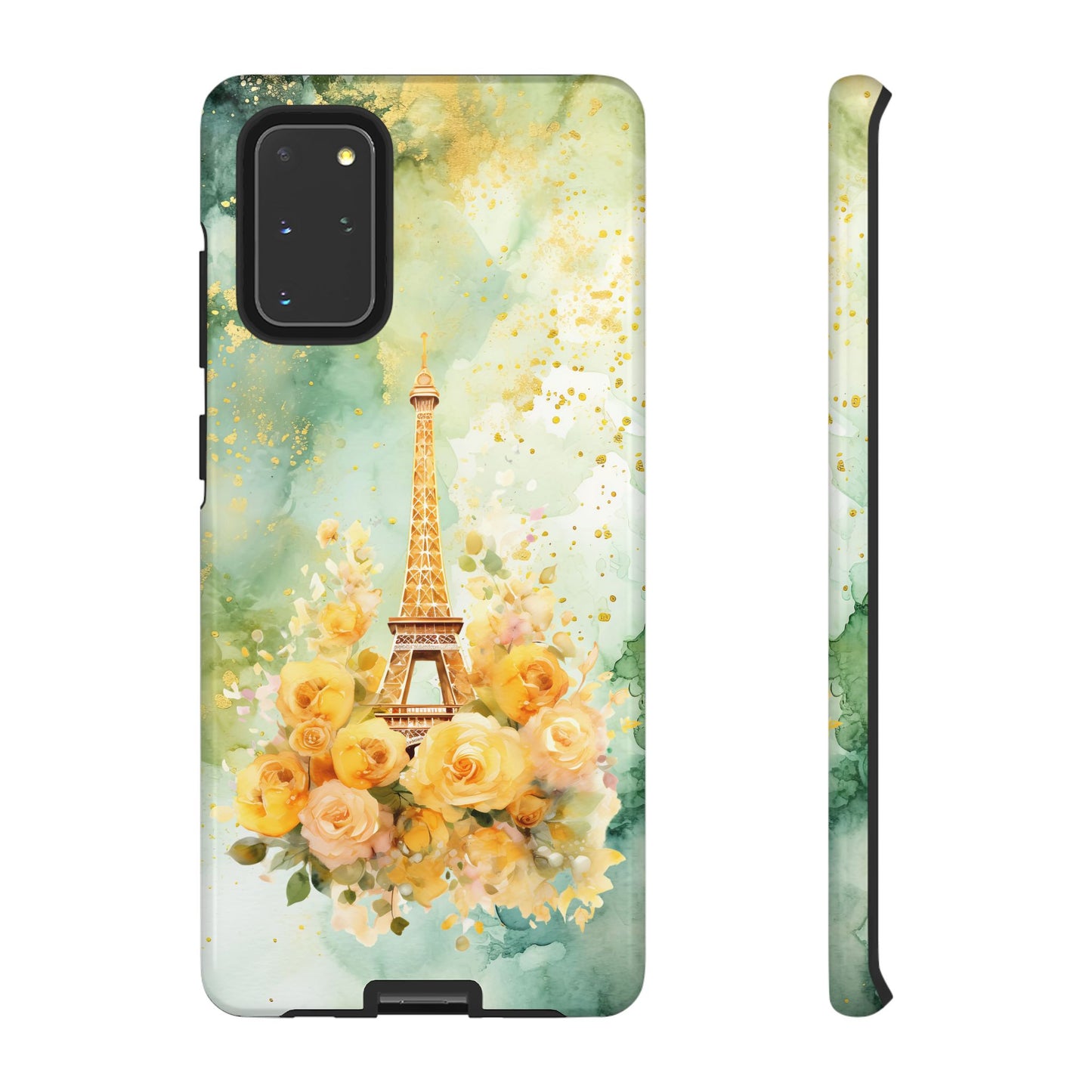 Tough Cell Phone Case - Paris - Eiffel Tower with Yellow Roses (1)