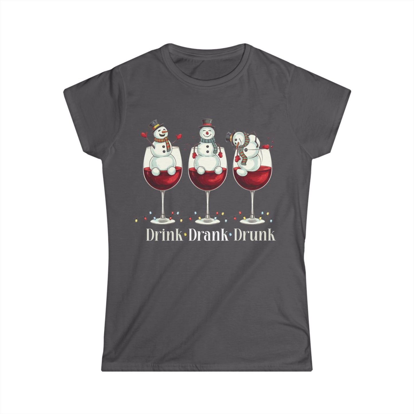 Female T-Shirt - Christmas - Wine Snowmen (01)