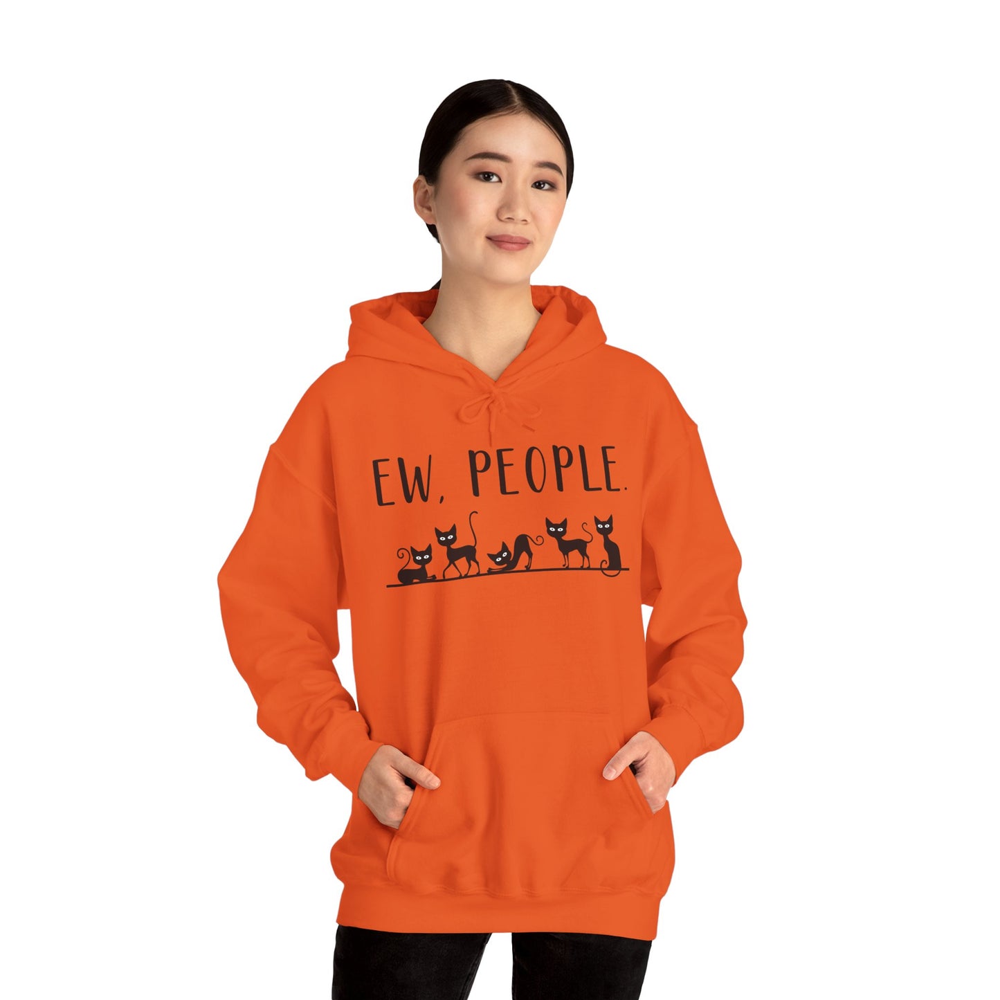 Heavy Blend Hoodie - Animal Lover - Ew People with Black Cats (01)