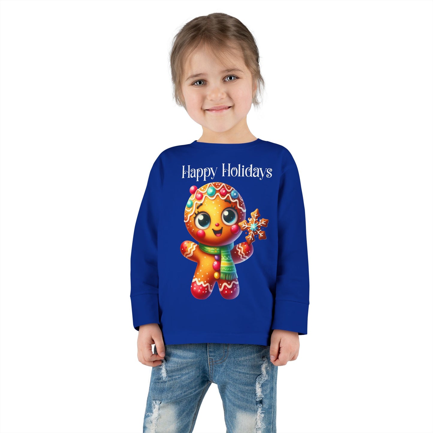 Toddler LS Tee - Christmas - Gingerbread - Happy Holidays (03a)