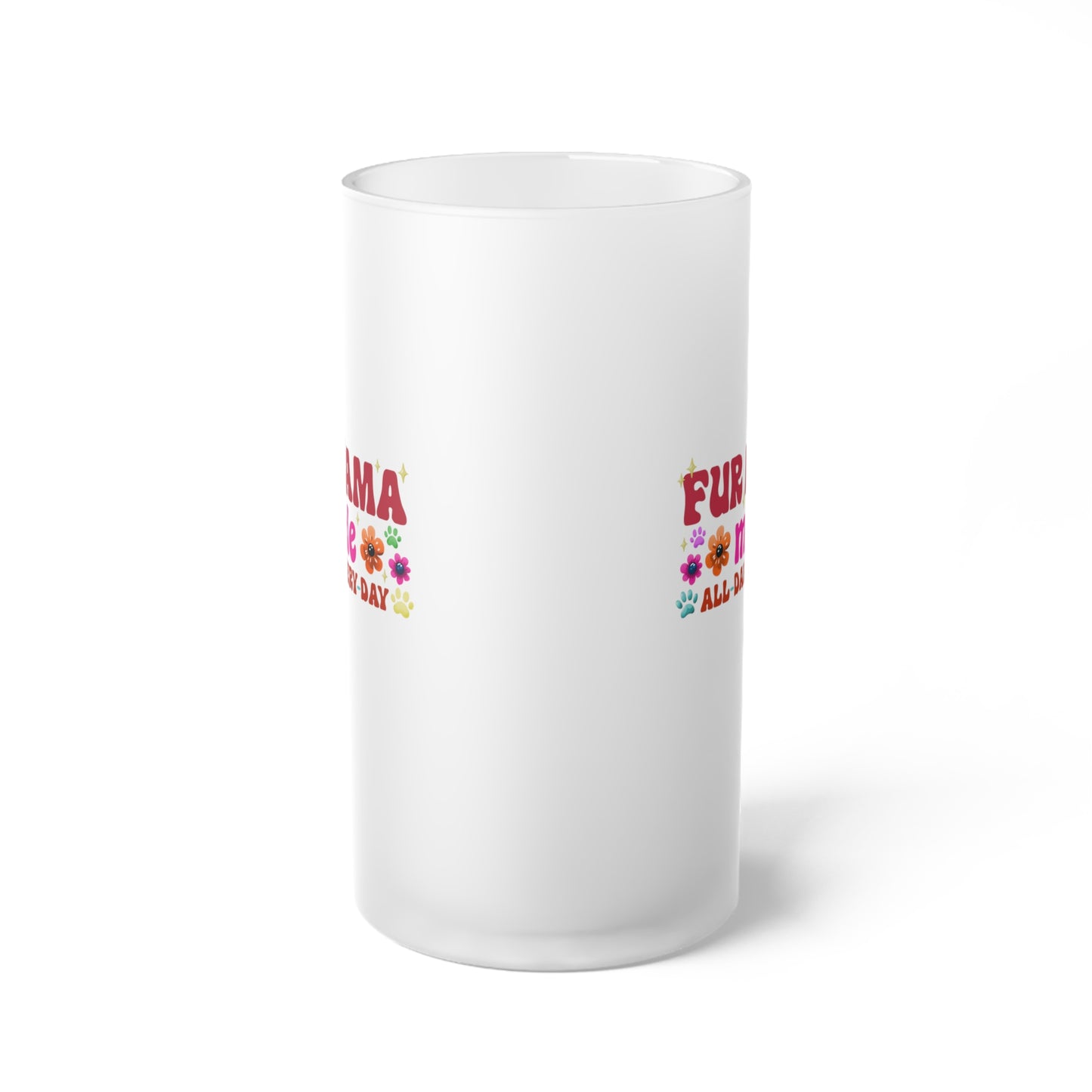 Frosted Glass Beer Mug - Fur Mama (1)