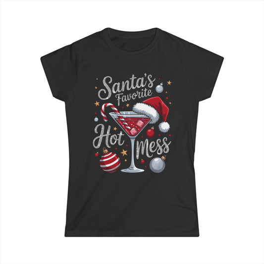 Female T-Shirt - Christmas - Santa's Fav. Hot Mess (01)