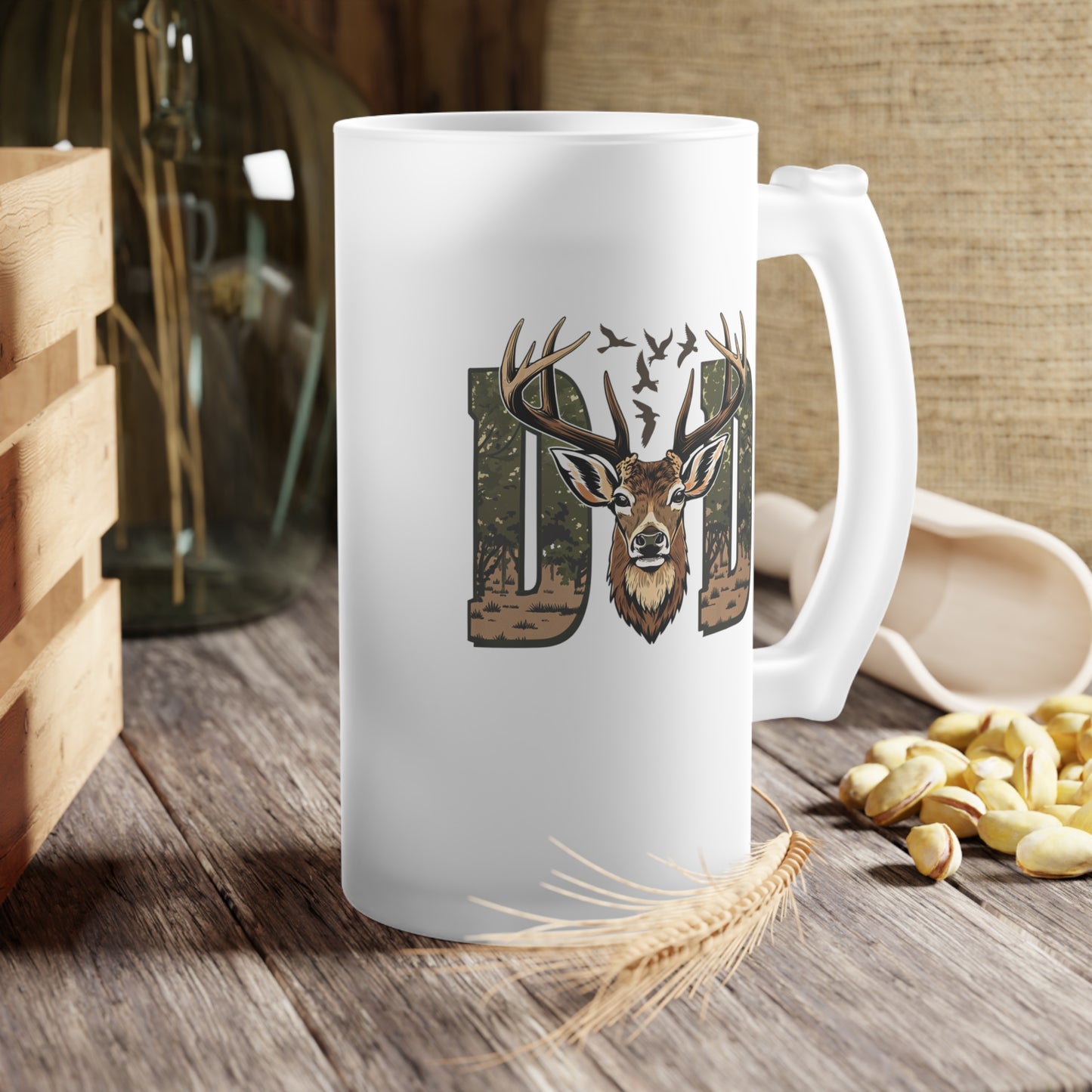 Frosted Glass Beer Mug - Dad - Hunting Dad (1)