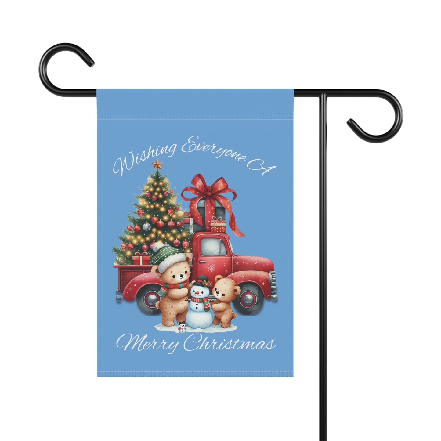 Garden Flag - Christmas - Truck & Snowman (01a - Blue)
