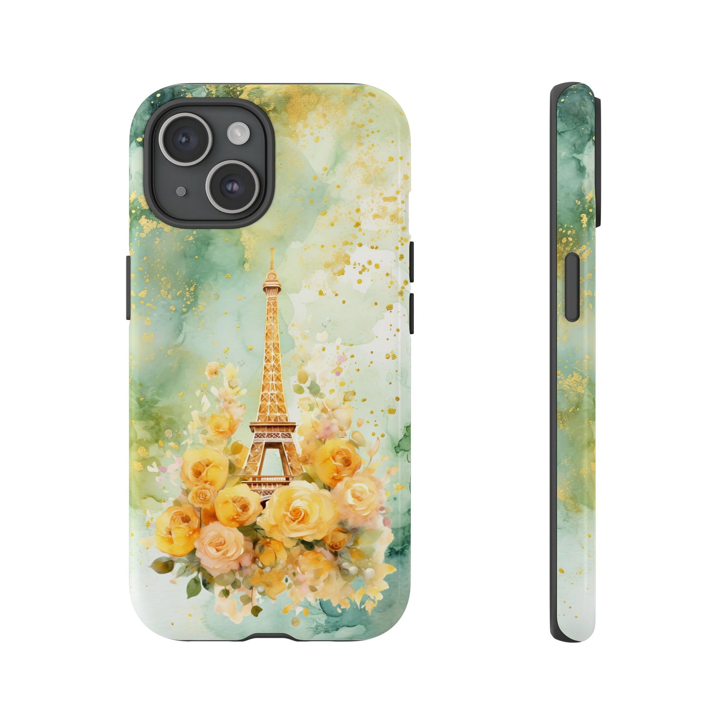 Tough Cell Phone Case - Paris - Eiffel Tower with Yellow Roses (1)