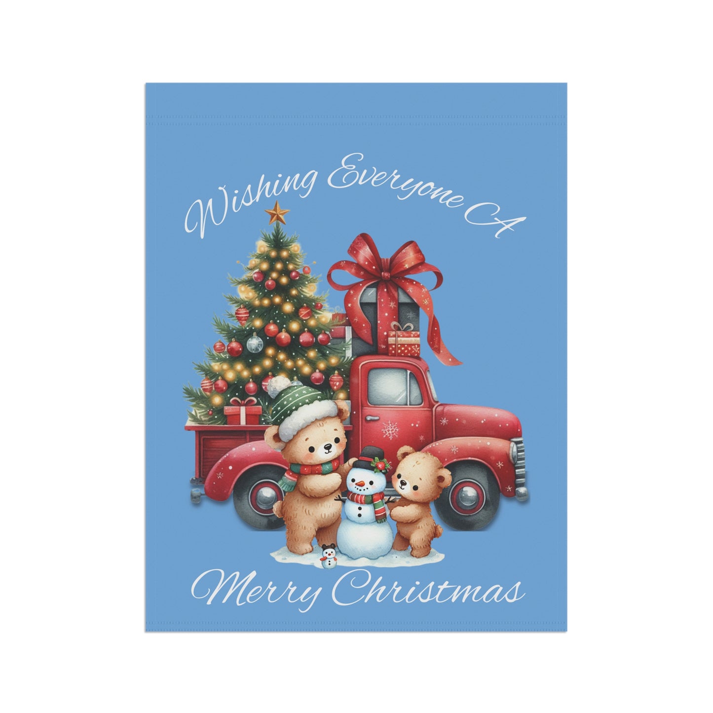 Garden Flag - Christmas - Truck & Snowman (01a - Blue)