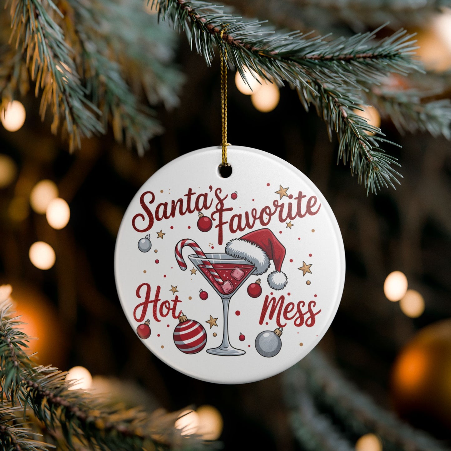 Ceramic Ornament – Christmas - Sant's Fav. Hot Mess 01