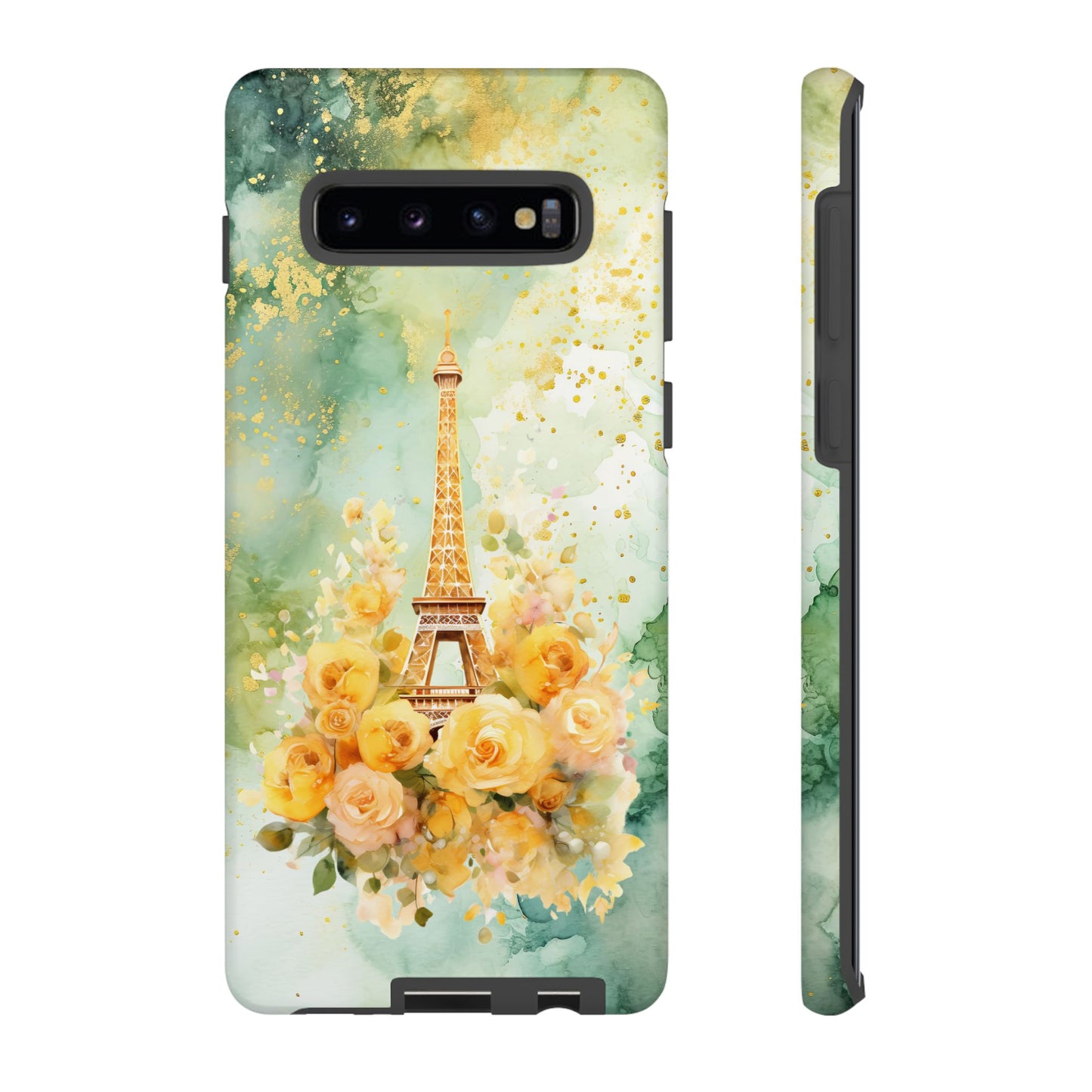 Tough Cell Phone Case - Paris - Eiffel Tower with Yellow Roses (1)