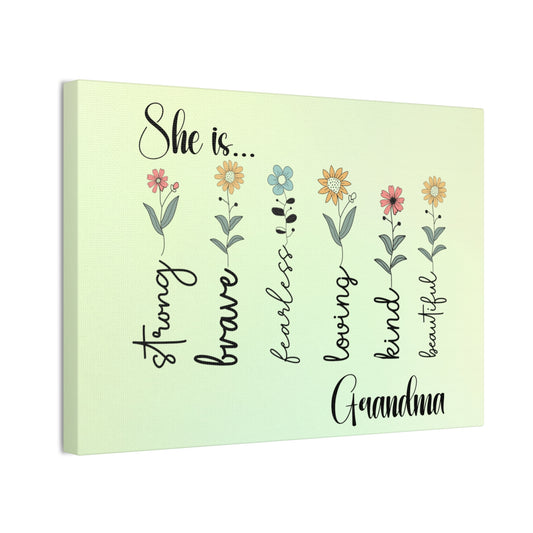 Canvas - Inspirational Floral Art for Grandma - She is Strong, Brave, Fearless, Loving, Kind, Beautiful 2