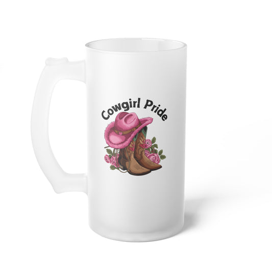 Frosted Glass Beer Mug - Cowgirl Pride (1)