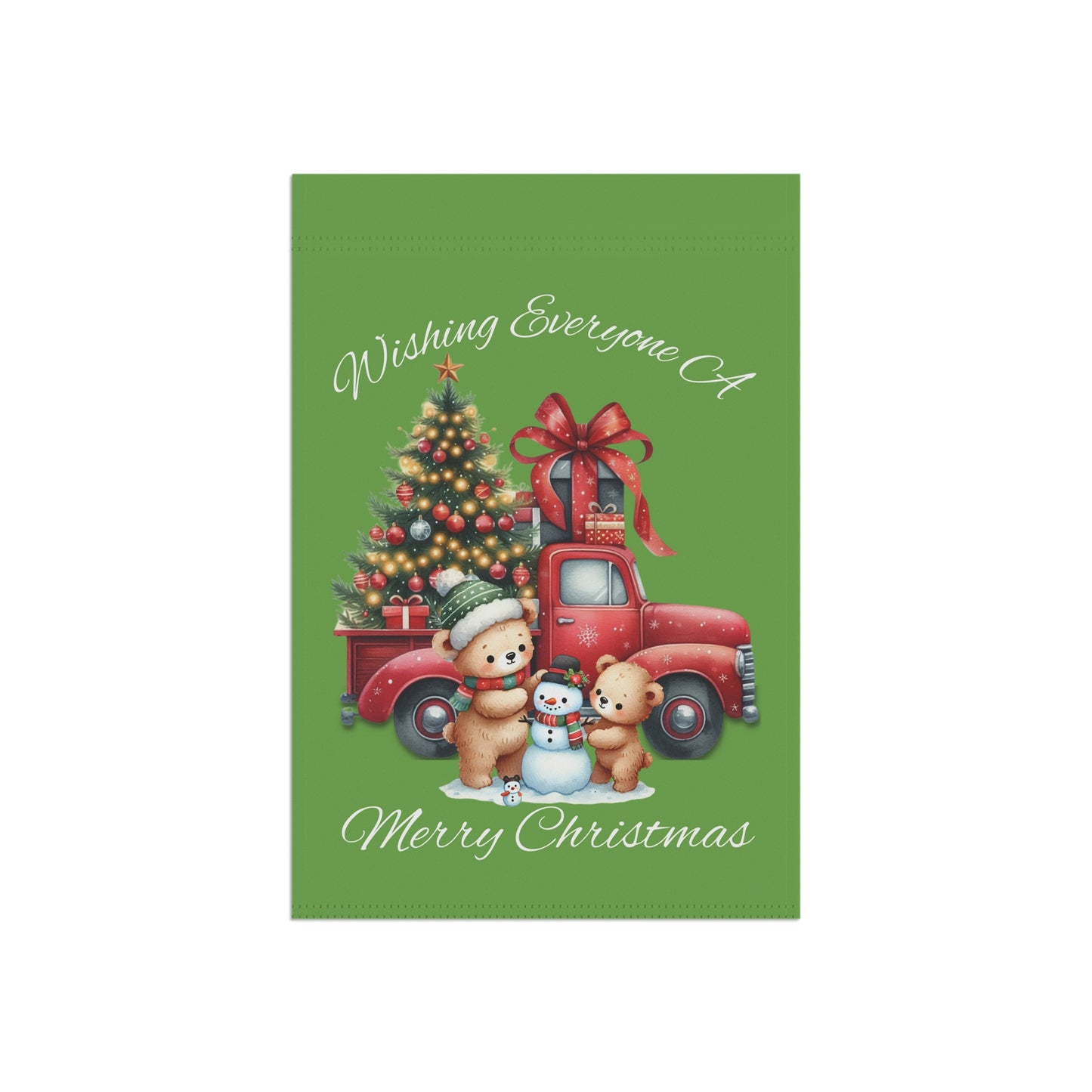 Garden Flag - Christmas - Truck & Snowman (01a - Green)