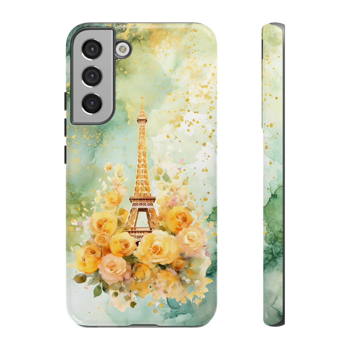 Tough Cell Phone Case - Paris - Eiffel Tower with Yellow Roses (1)