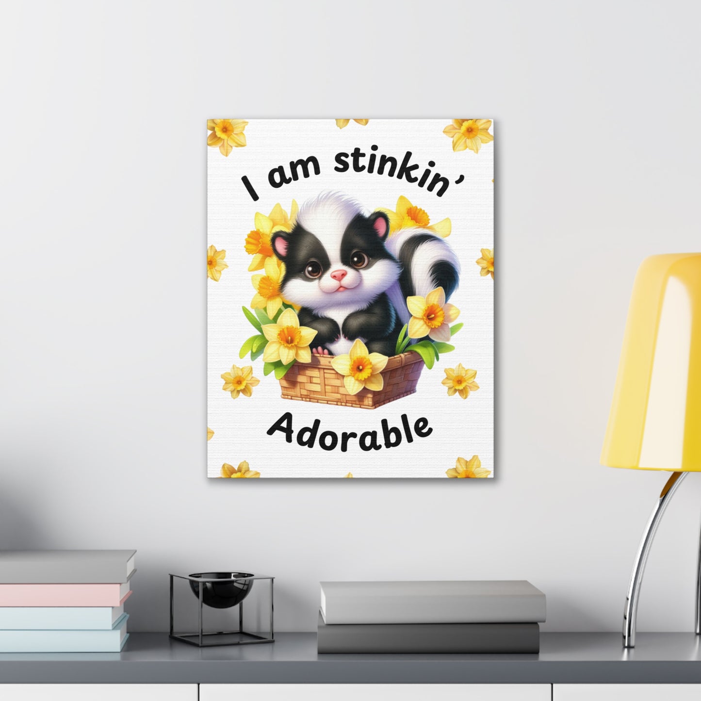 Nursery Canvas - Stinkin' Adorable with Skunk (1-b)