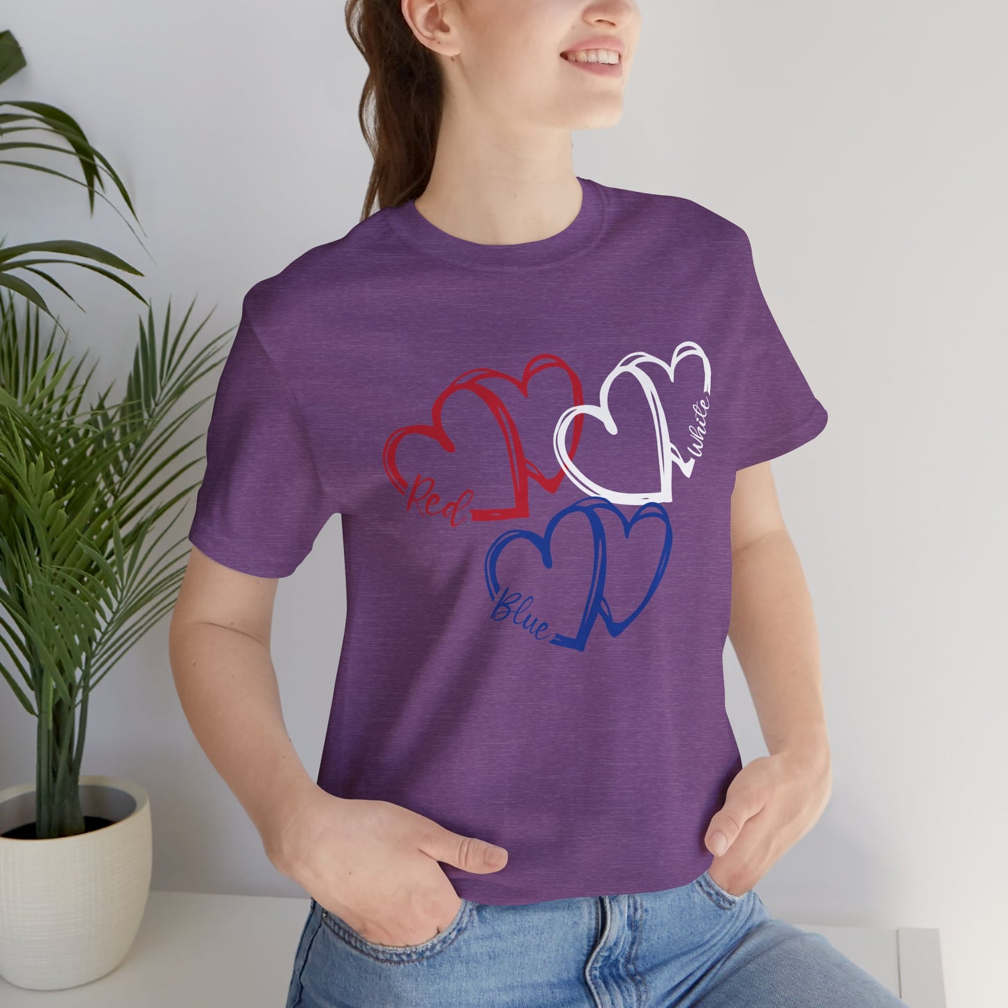 T-Shirt - Holiday - Red White Blue destressed hearts 01