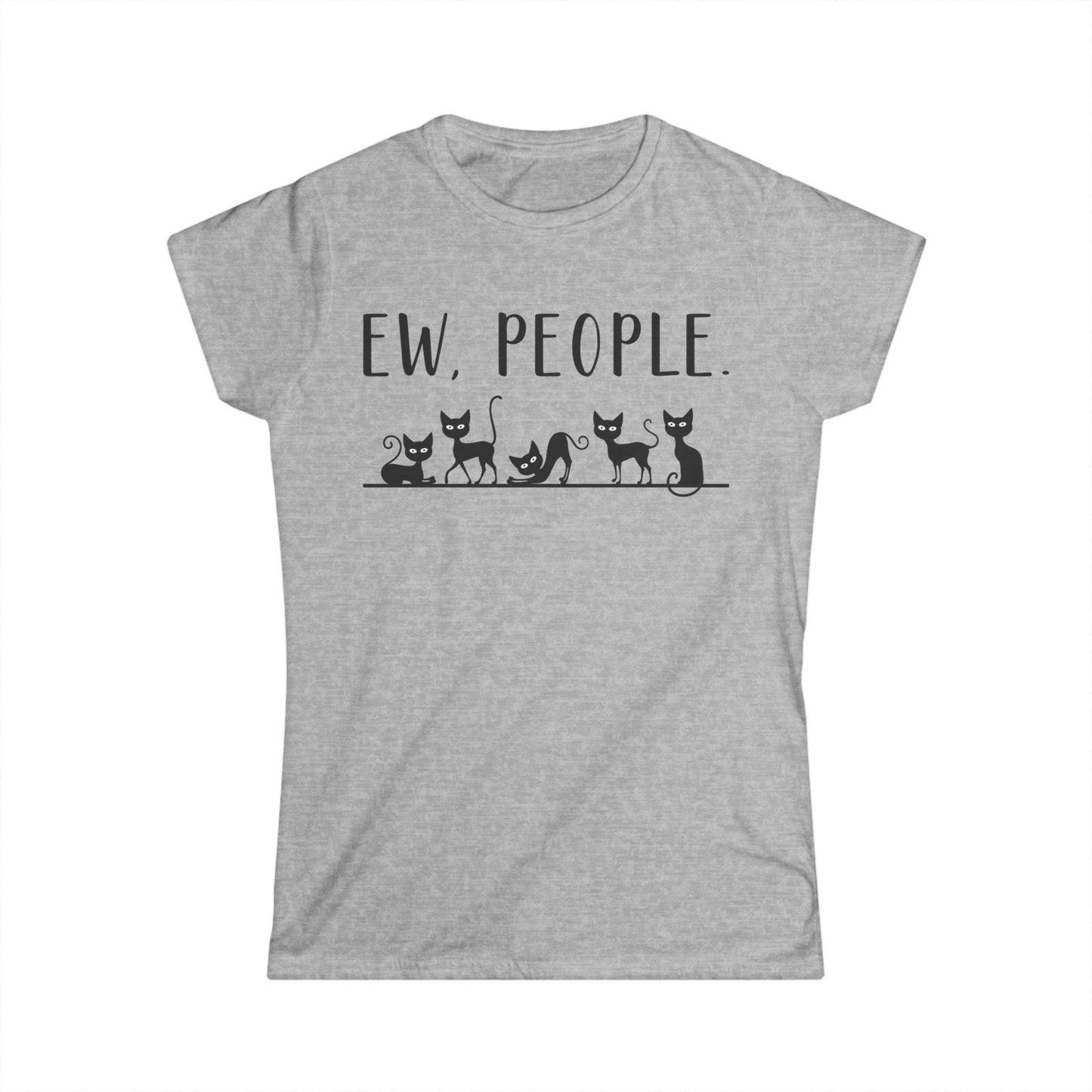 Female T-Shirt - Animal Lover - Ew People with Black Cats (01)