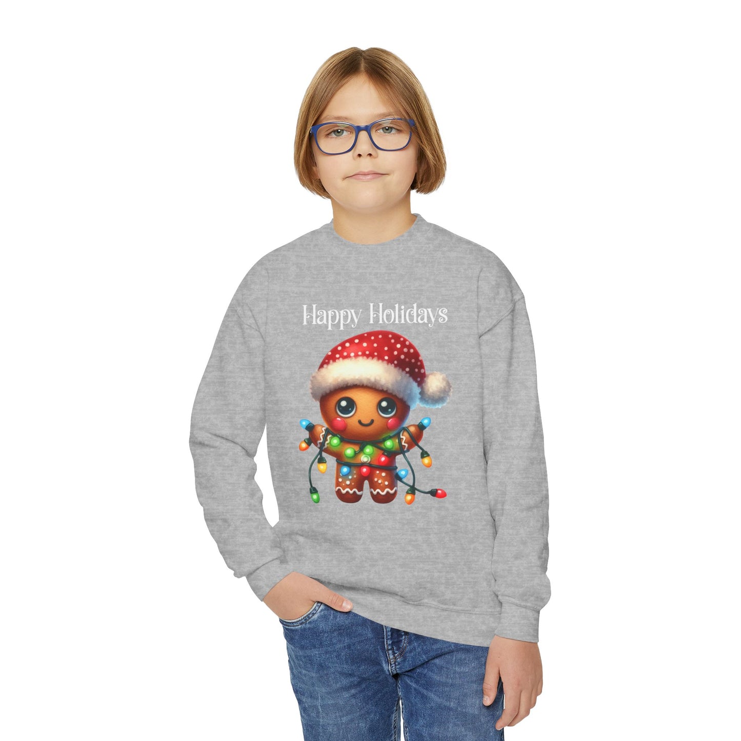 Child Sweatshirt - Christmas - Gingerbread - Happy Holidays (02a)