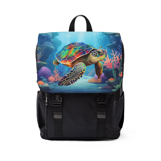 Shoulder Backpack - Vibrant Underwater Sea Turtle Design