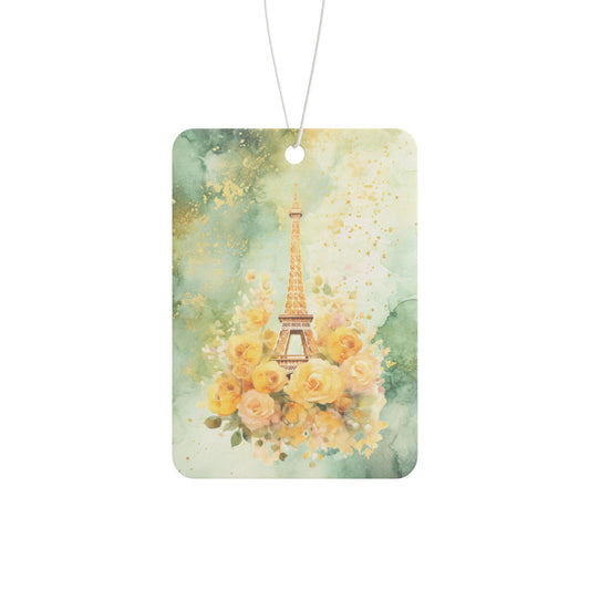 Car Air Freshener - Paris - Eiffel Tower with Yellow Roses (1)