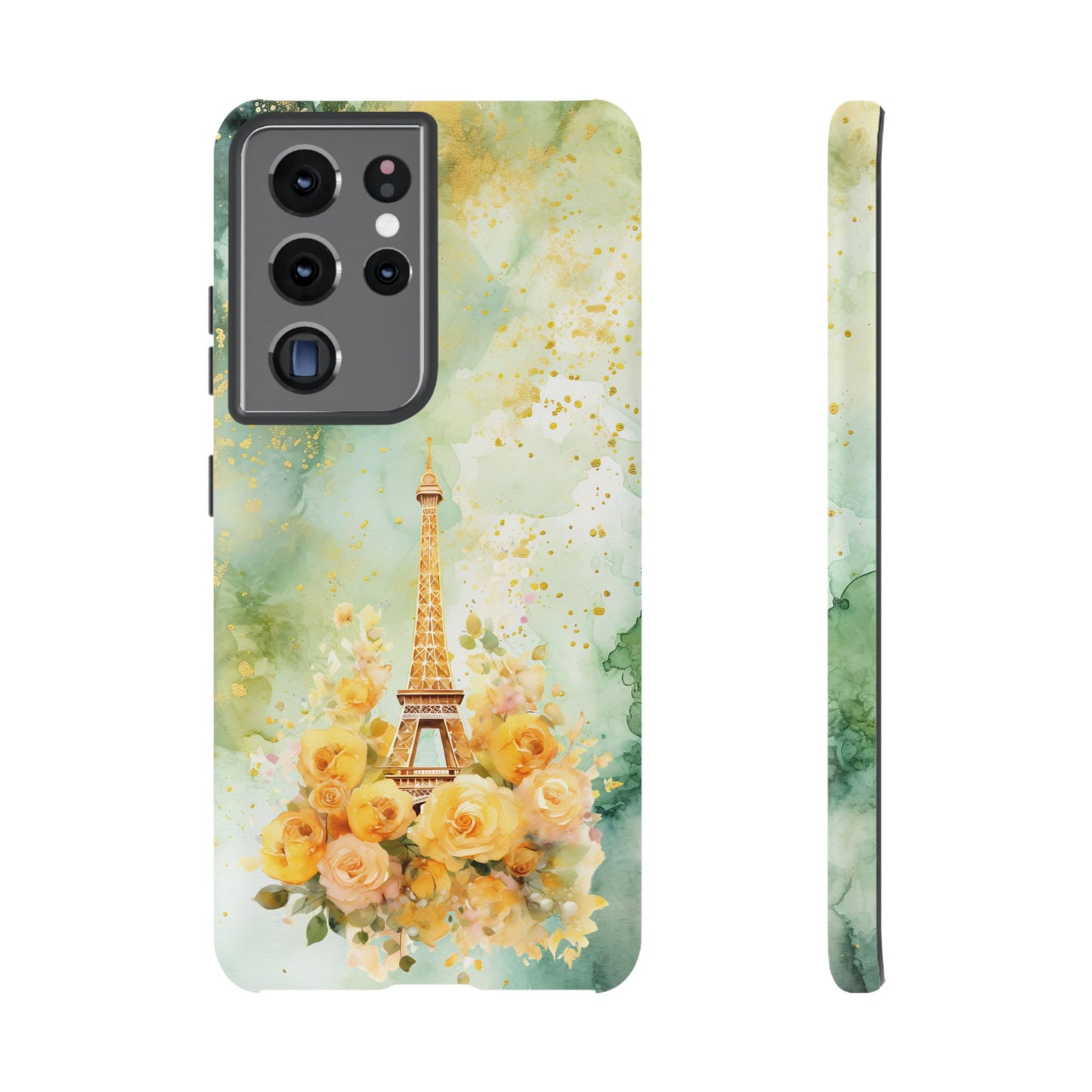 Tough Cell Phone Case - Paris - Eiffel Tower with Yellow Roses (1)