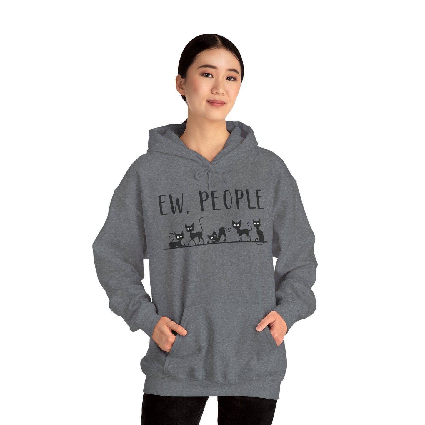 Heavy Blend Hoodie - Animal Lover - Ew People with Black Cats (01)