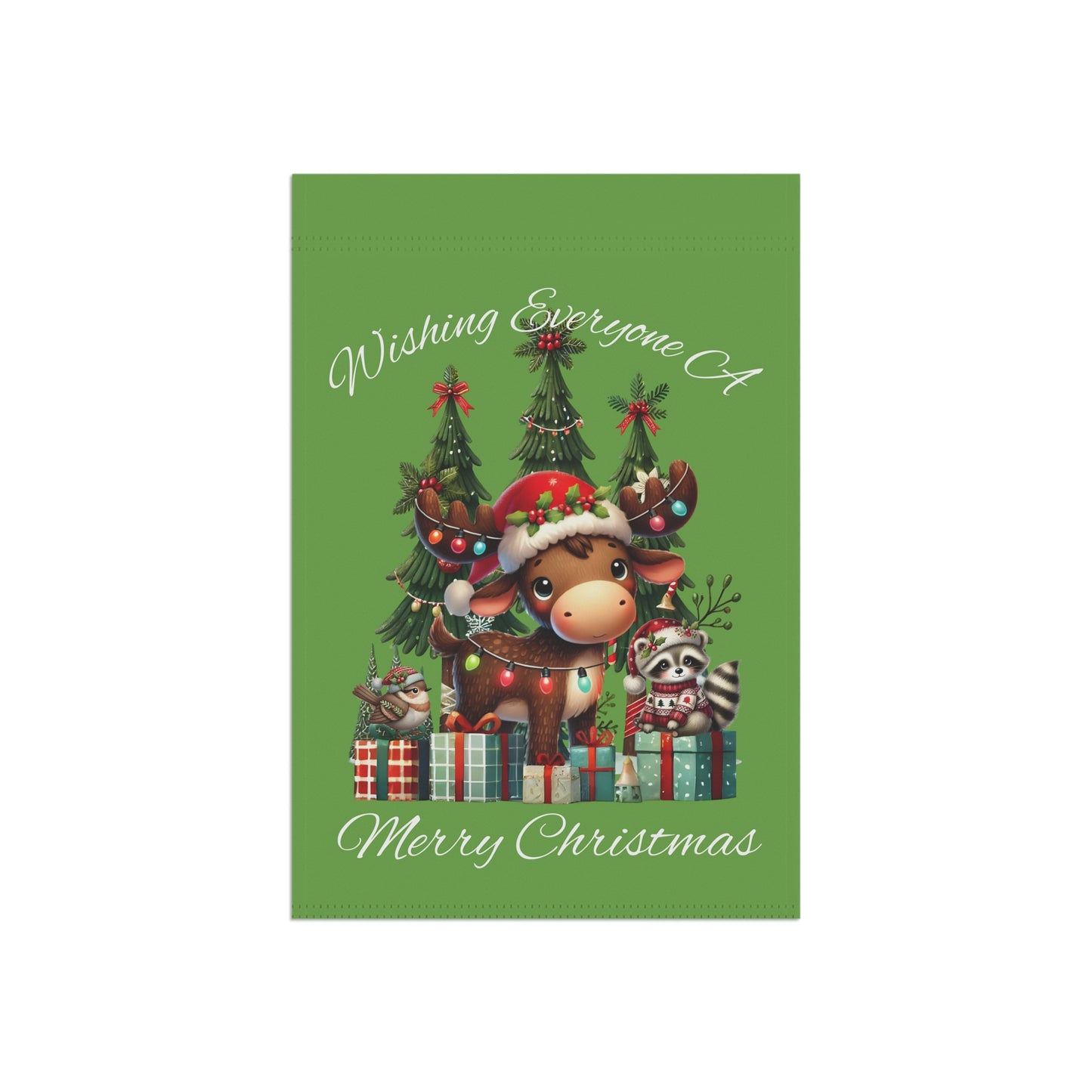 Garden Flag - Christmas - Merry Christmas Animals (01a Green)
