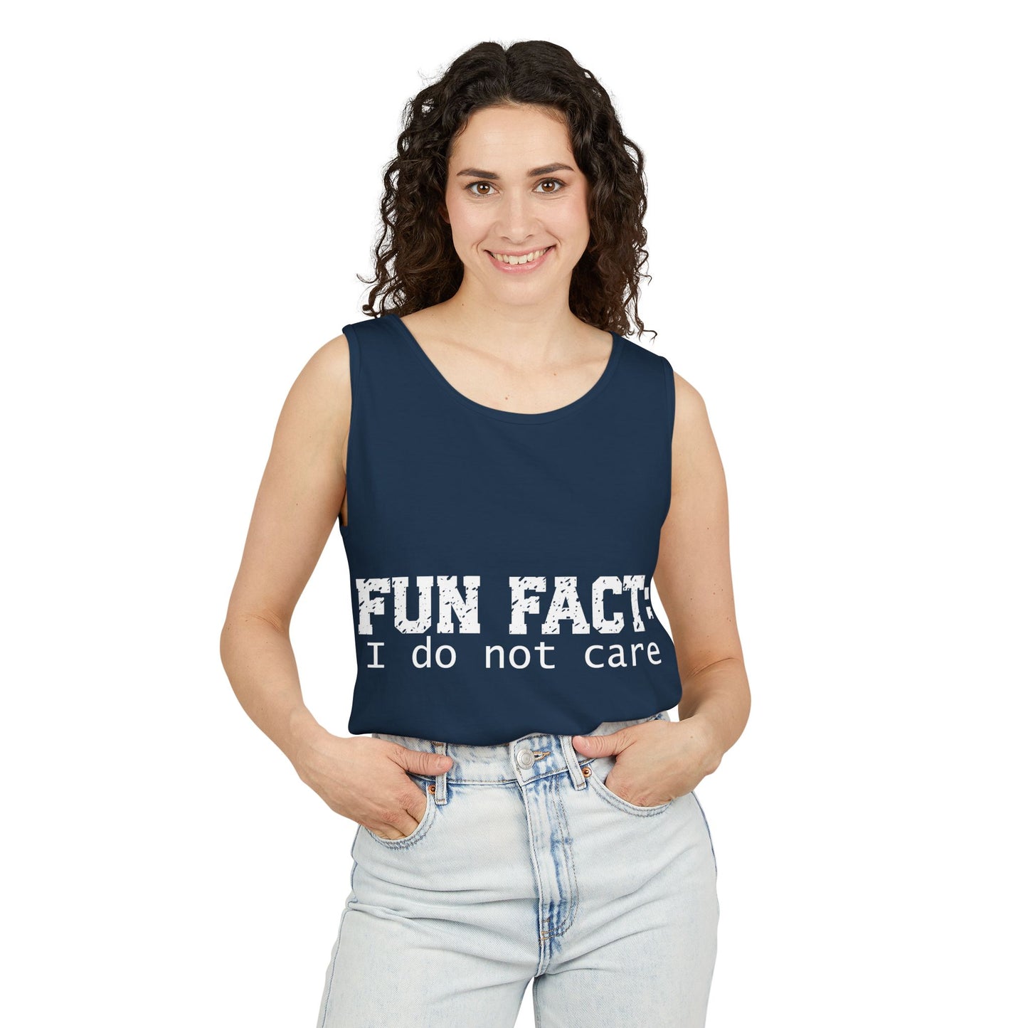 Unisex Tank Top - Funny - Fun Fact: I Do Not Care - White Writing