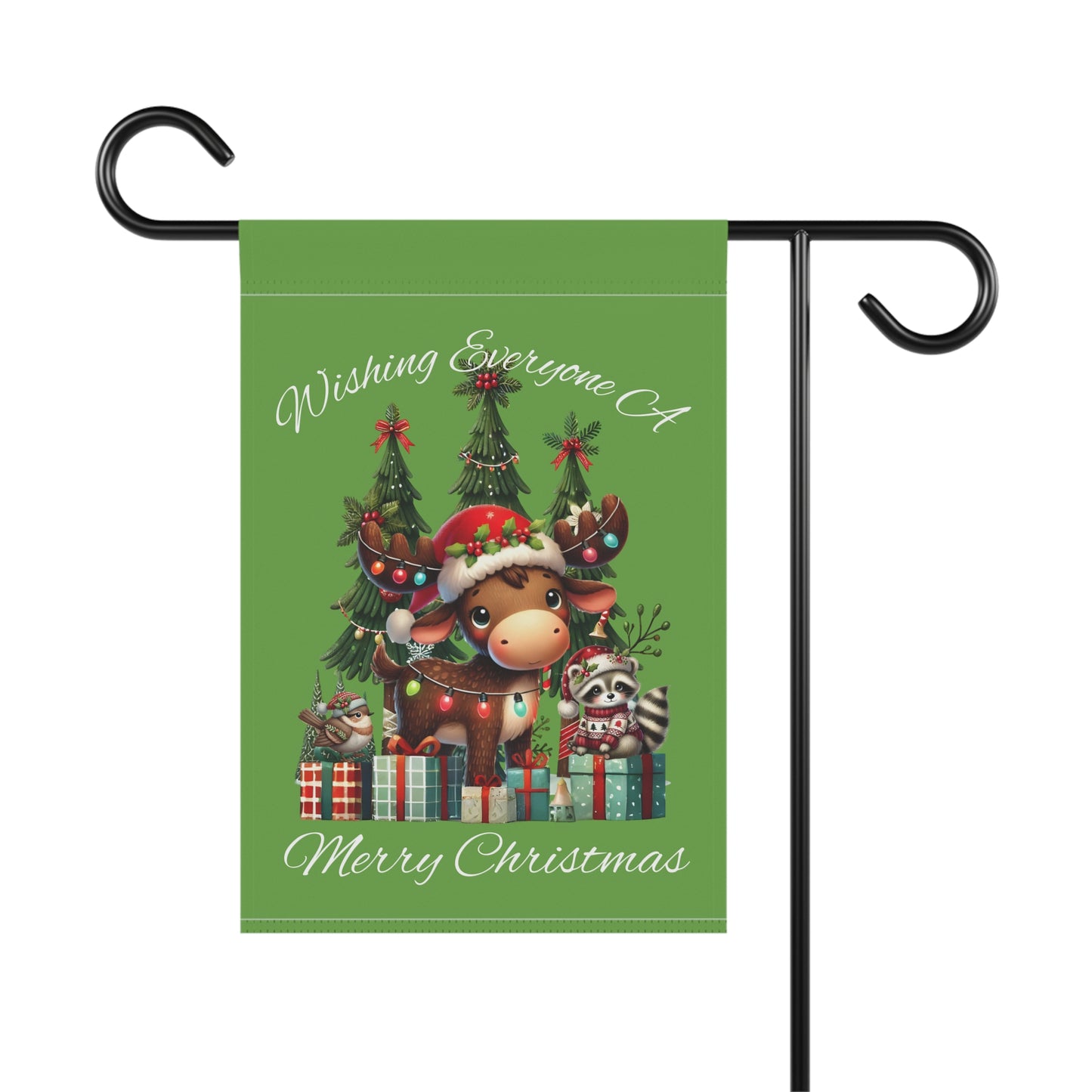 Garden Flag - Christmas - Merry Christmas Animals (01a Green)