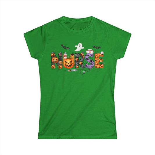 Female T-Shirt - Nurse / Halloween - Nurse w Halloween Decor (01a)