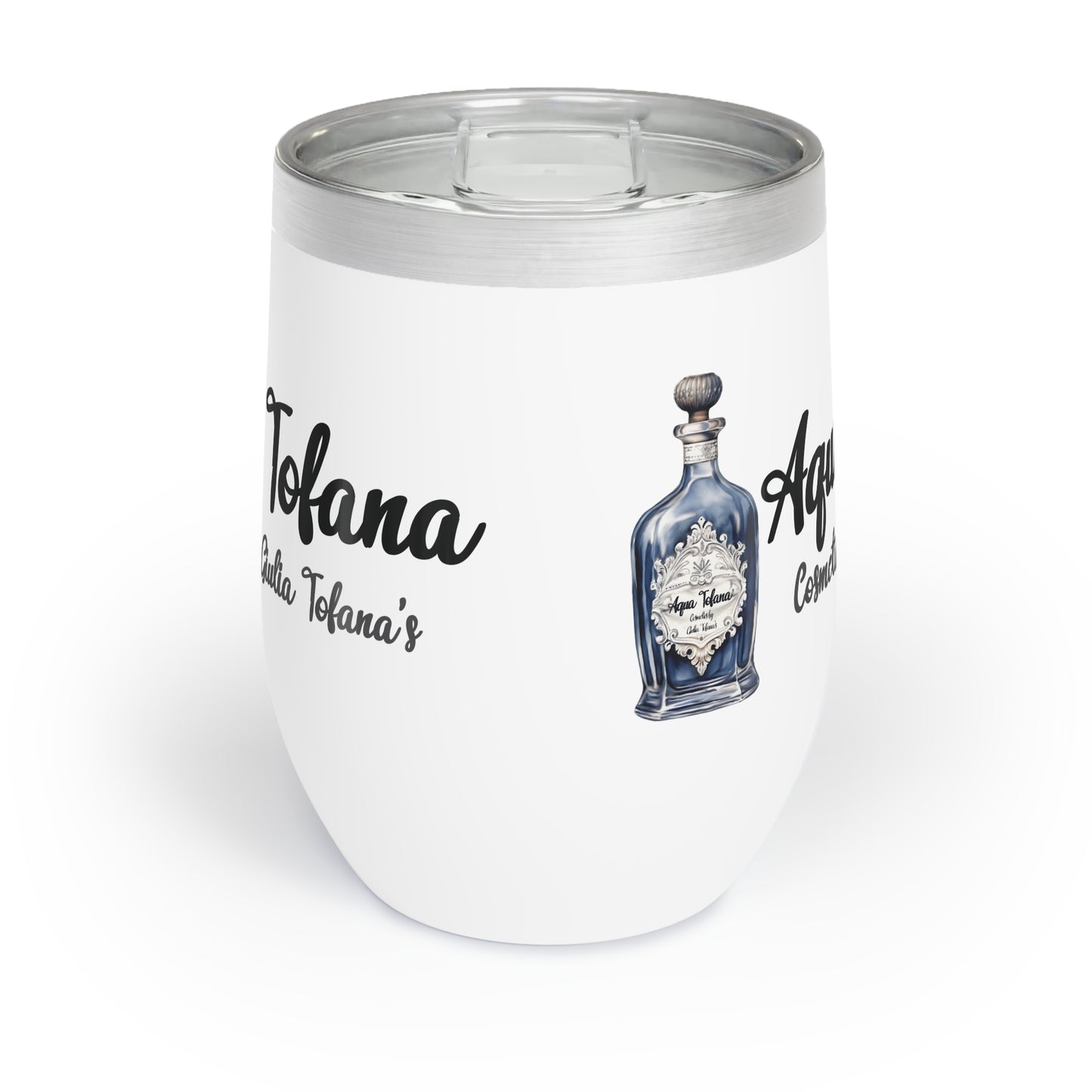 Wine Tumbler - AquaTofana with bottle.