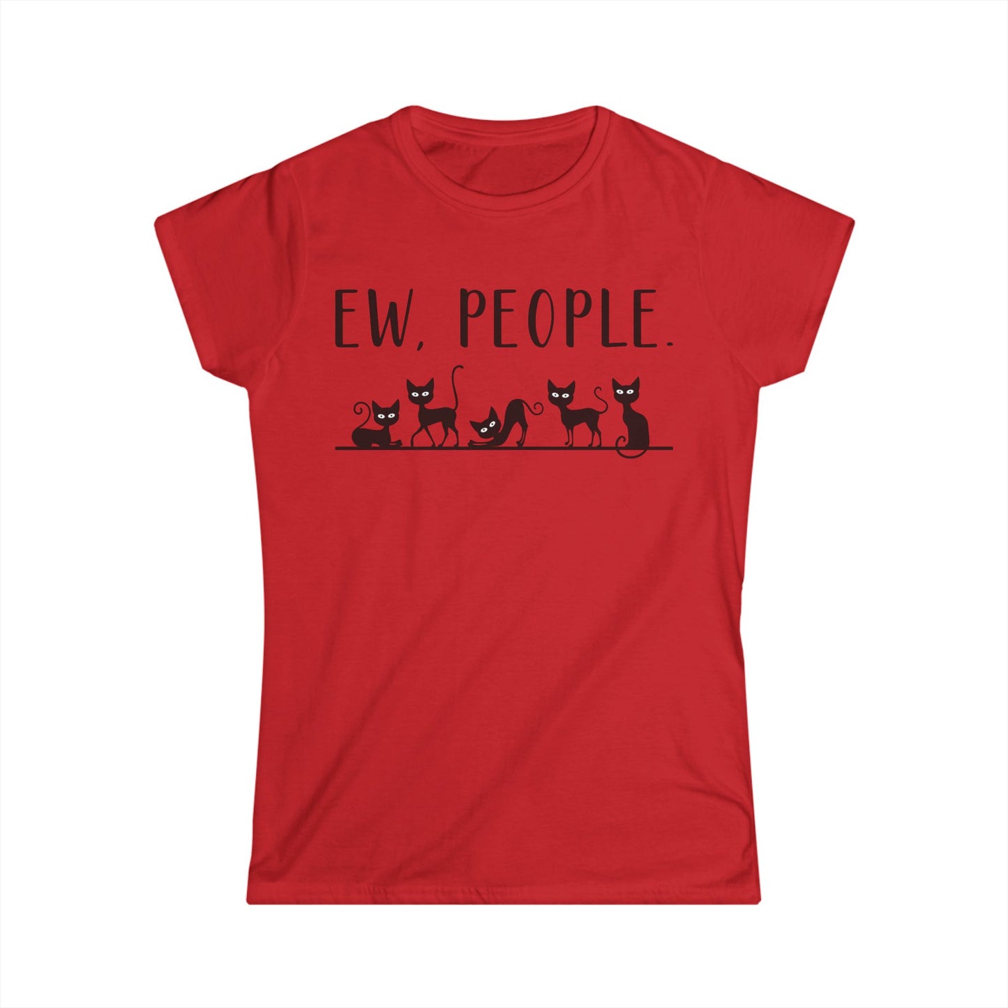 Female T-Shirt - Animal Lover - Ew People with Black Cats (01)