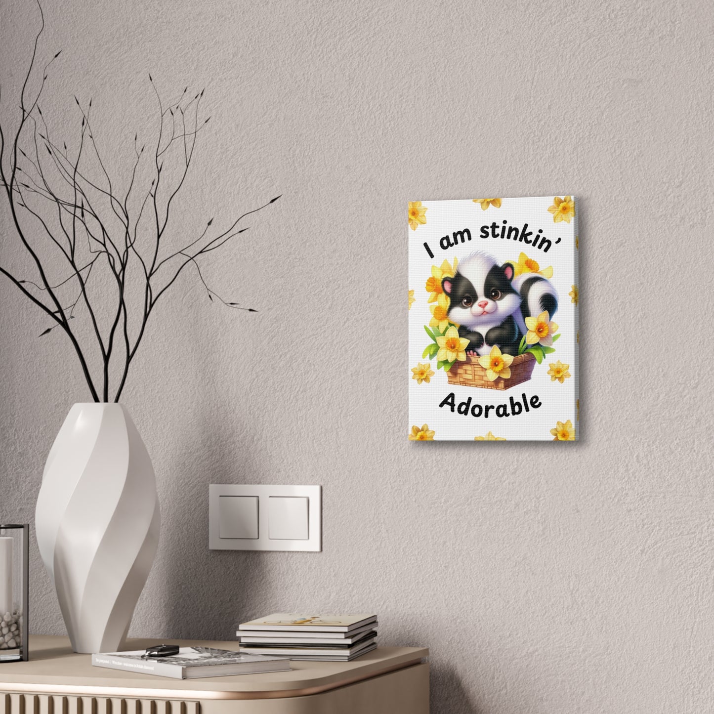 Nursery Canvas - Stinkin' Adorable with Skunk (1-b)