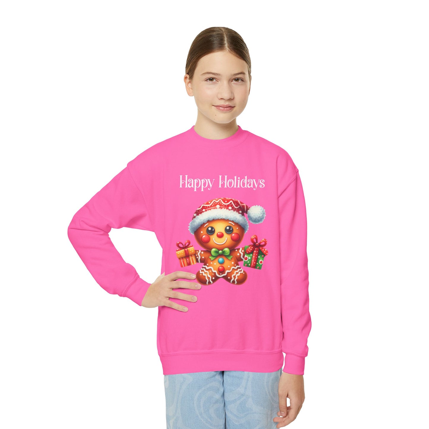Child Sweatshirt - Christmas - Gingerbread - Happy Holidays (01a)