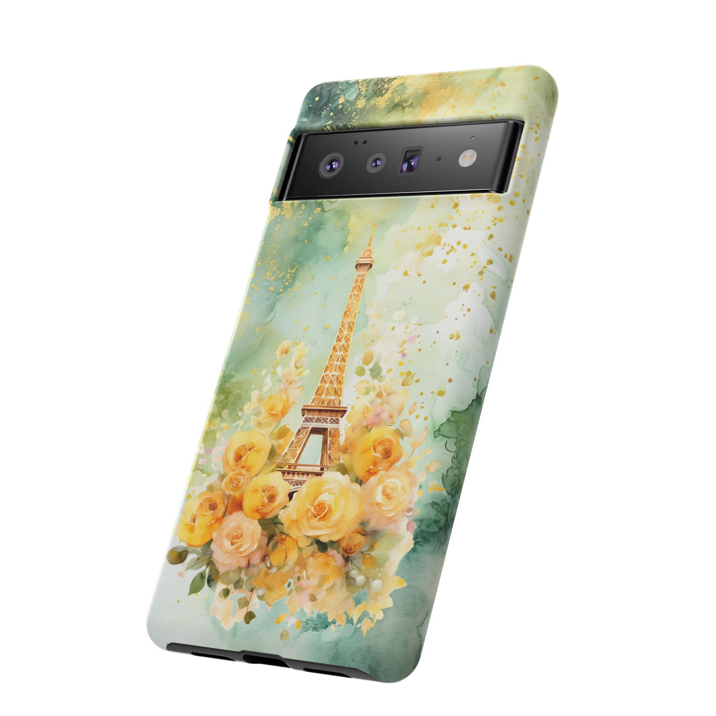 Tough Cell Phone Case - Paris - Eiffel Tower with Yellow Roses (1)