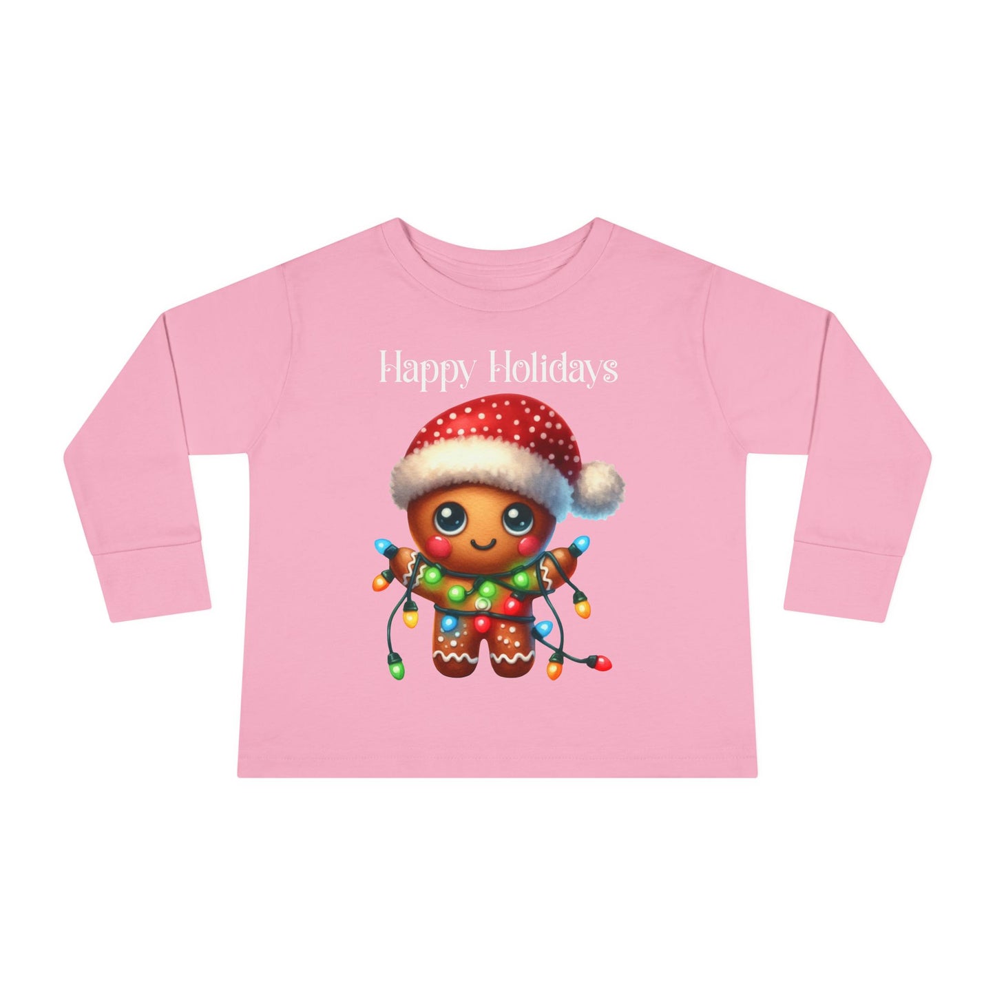 Toddler LS Tee - Christmas - Gingerbread - Happy Holidays (02a)
