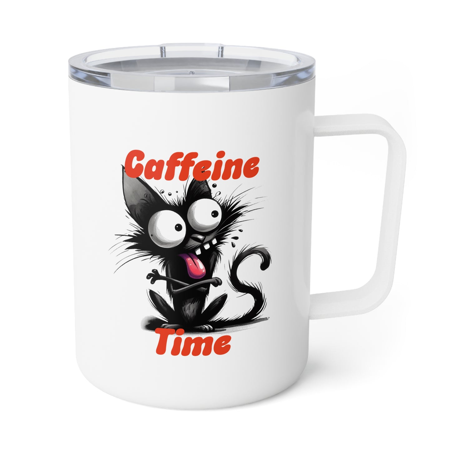 Insulated Coffee Mug - Caffeine Time with cat (2)