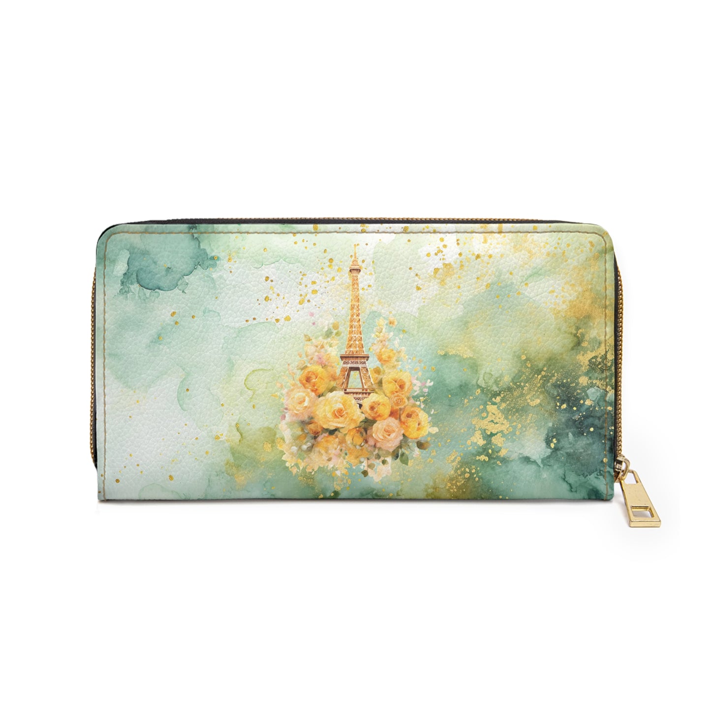 Zipper Wallet - Paris - Eiffel Tower and Yellow Roses (1)