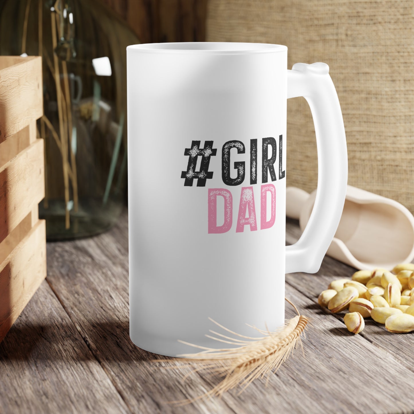 Frosted Glass Beer Mug - Dad - #girldad (1)